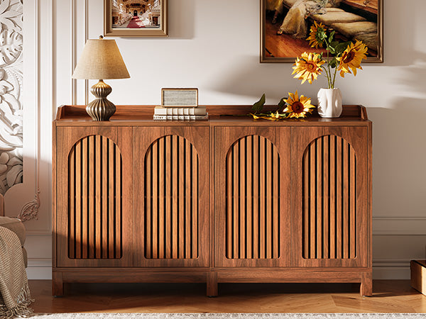 57" Sideboard Buffet, Farmhouse Storage Cabinet with Adjustable Shelf