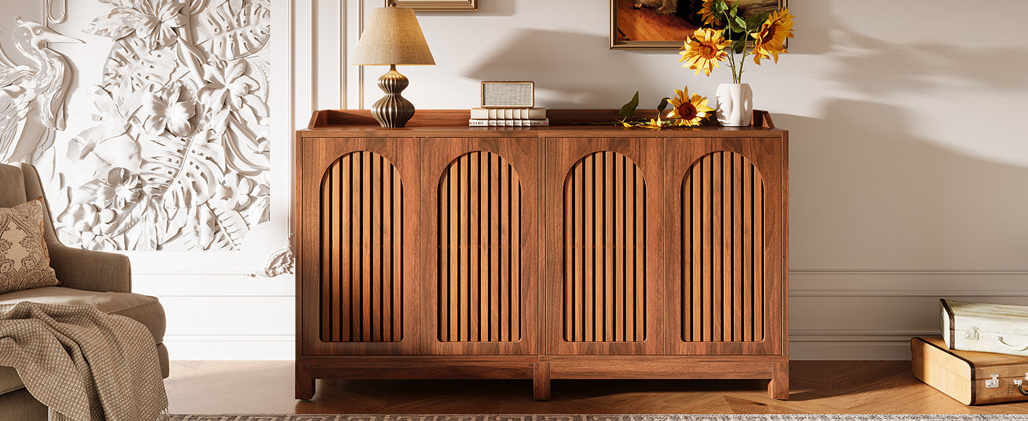 57" Sideboard Buffet, Farmhouse Storage Cabinet with Adjustable Shelf