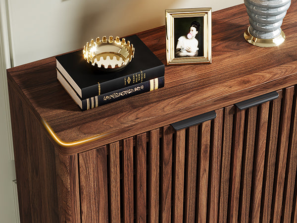 6-Tier Wooden Shoe Cabinet with Louvered Doors & Adjustable Shelves