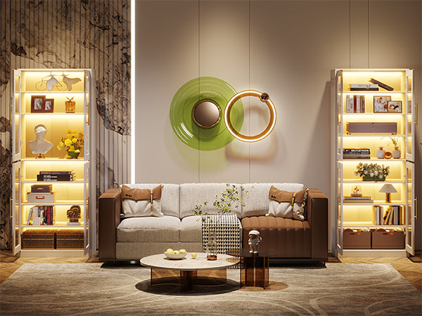 Freestanding Shoe Cabinet with Acrylic Doors and LED Lights