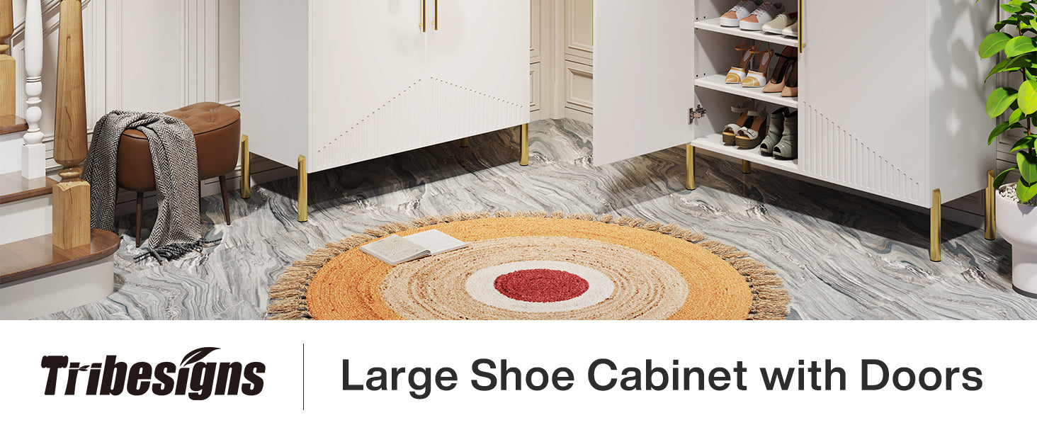 30 Pairs Shoe Cabinet, 6-Tier Modern Shoes Rack Organizer with Doors