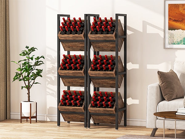 Industrial Wine Rack, 3 Tier Freestanding Wine Storage Stand