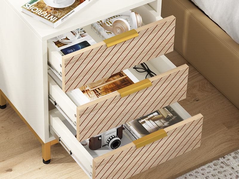 3-Drawer Nightstand Bedside End Table for Bedroom