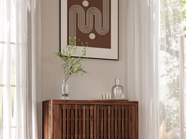 6-Tier Wooden Shoe Cabinet with Louvered Doors & Adjustable Shelves