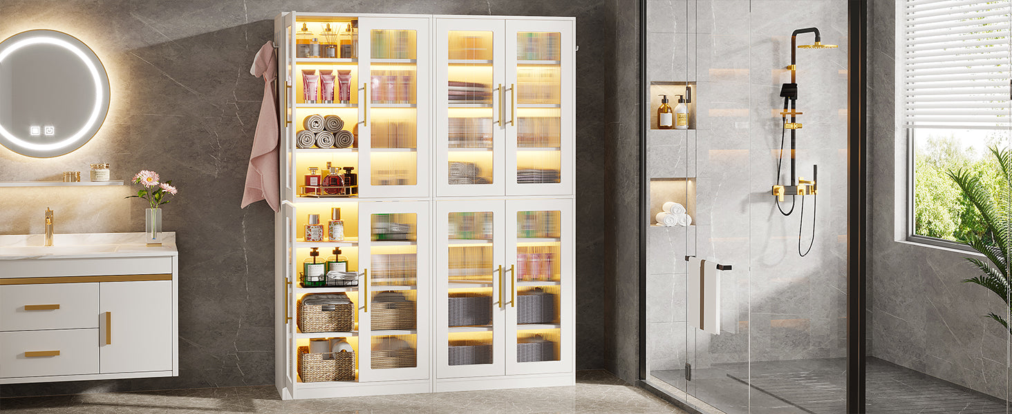 Freestanding Shoe Cabinet with Acrylic Doors and LED Lights