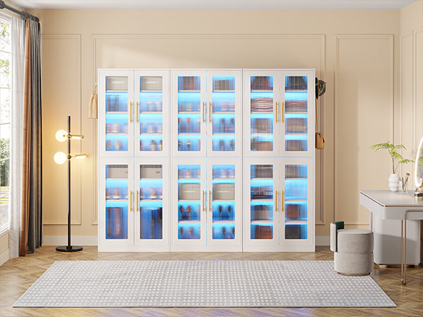 Freestanding Shoe Cabinet with Acrylic Doors and LED Lights