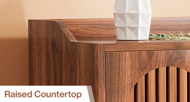 57" Sideboard Buffet, Farmhouse Storage Cabinet with Adjustable Shelf