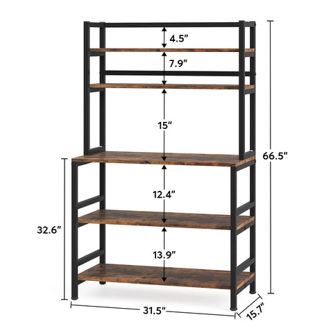Industrial Kitchen Baker's Rack, 5-Tier Kitchen Utility Storage Shelf