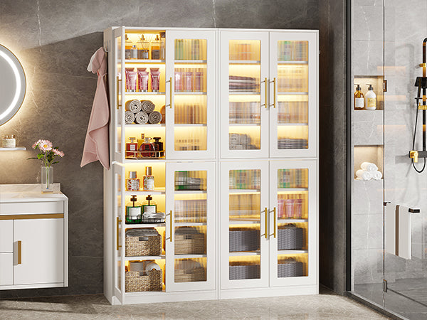 Freestanding Shoe Cabinet with Acrylic Doors and LED Lights
