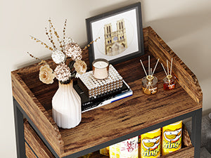 Wood Fruit and Vegetable Storage Rack Basket Stand with 5 Drawers