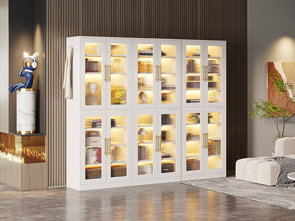 Freestanding Shoe Cabinet with Acrylic Doors and LED Lights
